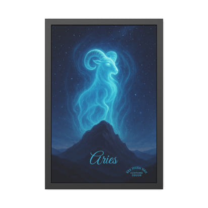 Aries Zodiac Art Framed Paper Poster — Astrology Wall Decor