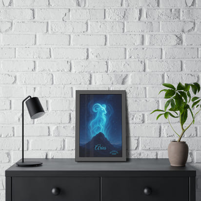 Aries Zodiac Art Framed Paper Poster — Astrology Wall Decor