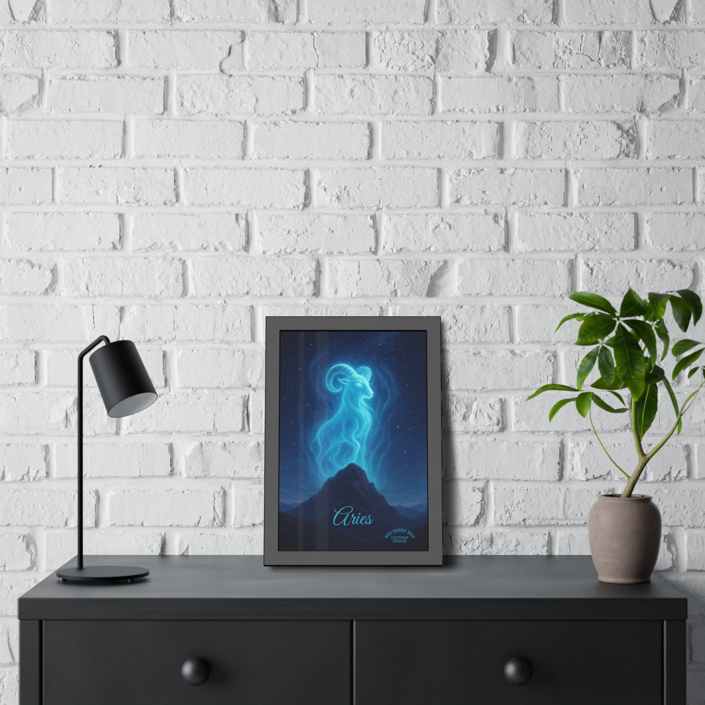 Aries Zodiac Art Framed Paper Poster — Astrology Wall Decor