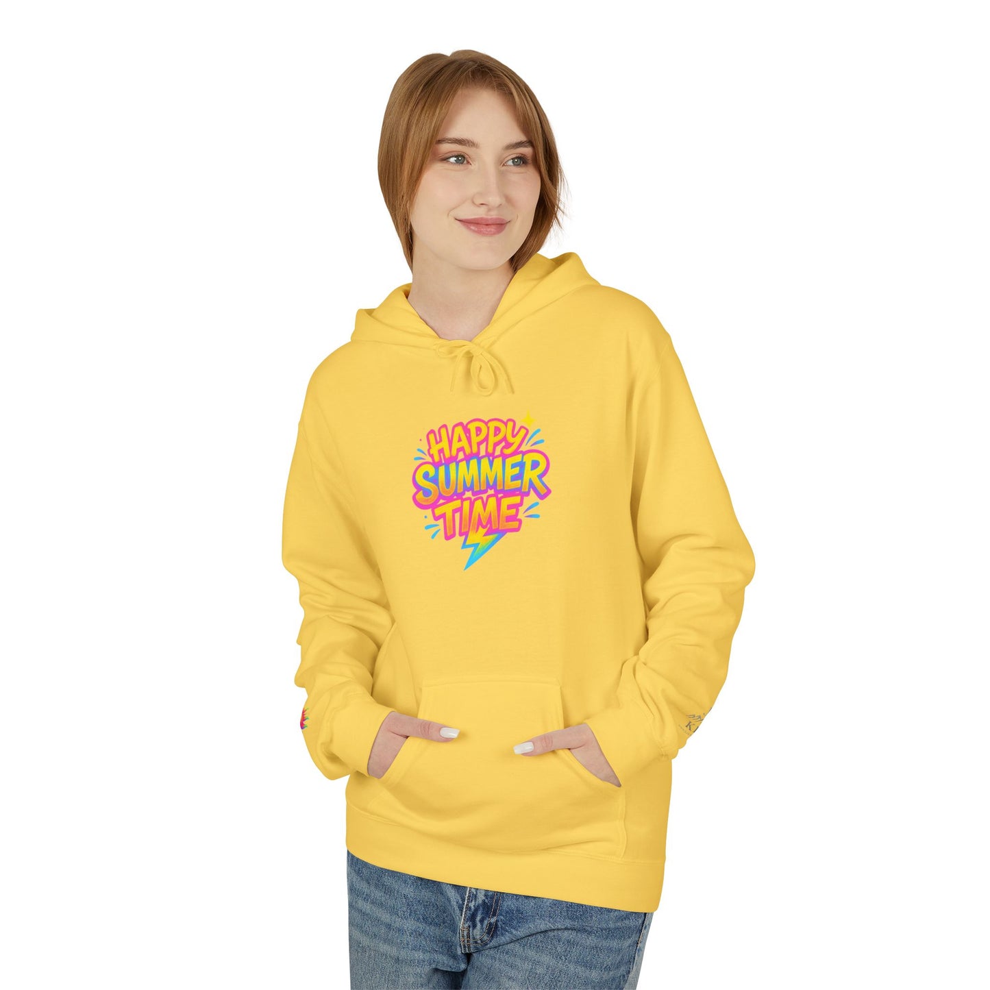 Happy Summertime Hoodie — Bright Retro Summer Graphic