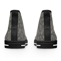Women's High Top Sneakers — Vintage Floral Grey Lace Pattern
