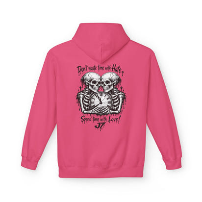 Skull Clock Hoodie — “Don’t Waste Time With Hate, Spend Time With Love”