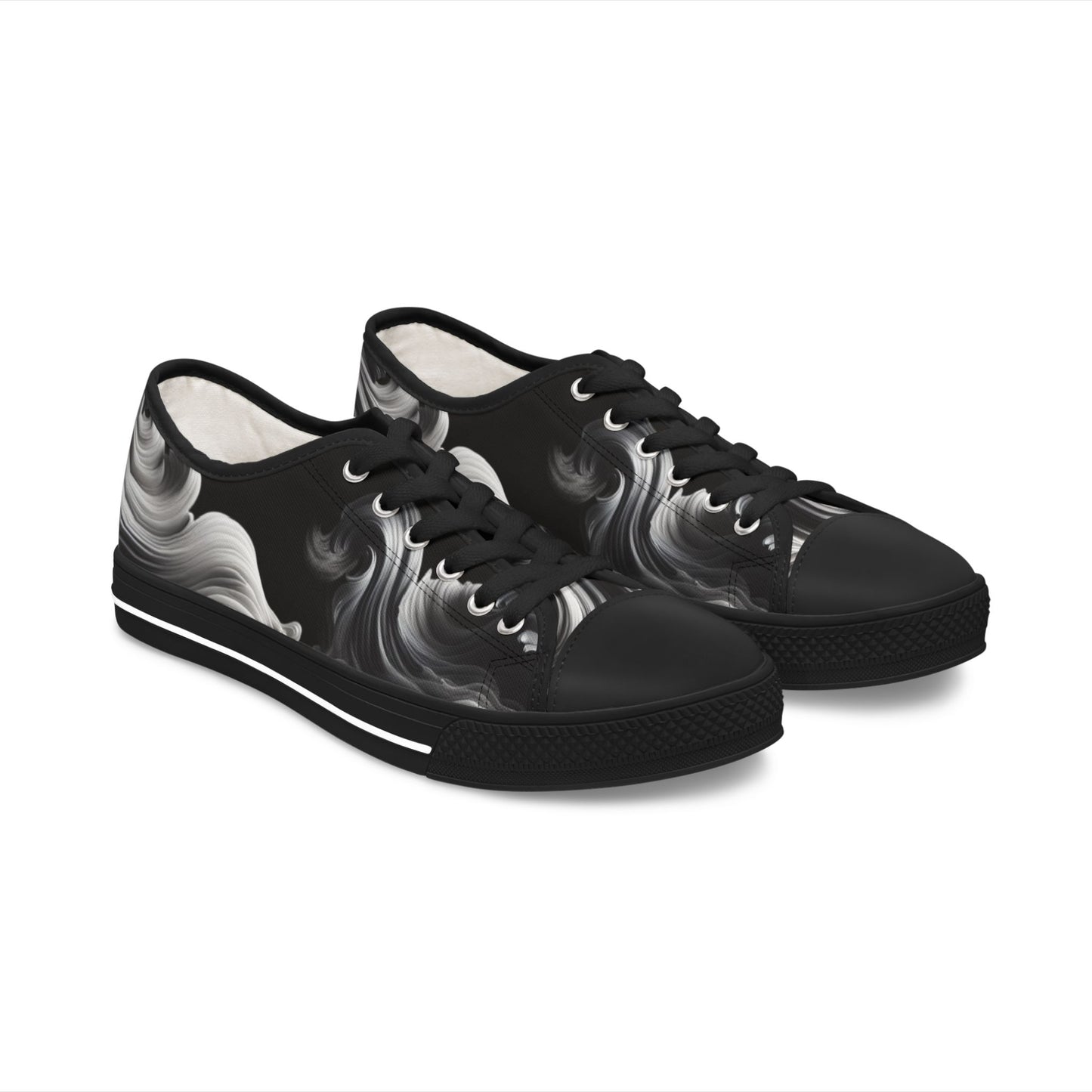 Stylish Women's Low Top Sneakers with Abstract Swirl Design