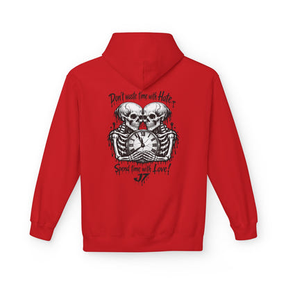 Skull Clock Hoodie — “Don’t Waste Time With Hate, Spend Time With Love”