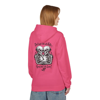 Skull Clock Hoodie — “Don’t Waste Time With Hate, Spend Time With Love”