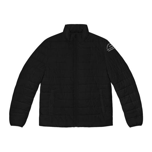 Edgy Men's Dragon Sword Puffer Jacket